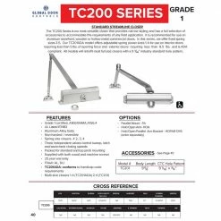 Global Door Controls Commercial Door Closer in Duronotic with Backcheck - Size 4 -Global Door Controls Shop browns tans global door controls door closers tc204 bc du d4 1000