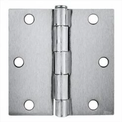Global Door Controls 3.5 in. x 3.5 in. Brushed Chrome Plain Bearing Steel Hinge (Set of 2)