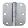 Global Door Controls 3.5 in. x 3.5 in. Brushed Chrome Plain Bearing Steel Hinge with 5/8 in. Radius (Set of 2)