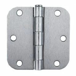 Global Door Controls 3.5 in. x 3.5 in. Brushed Chrome Plain Bearing Steel Hinge with 5/8 in. Radius (Set of 2)
