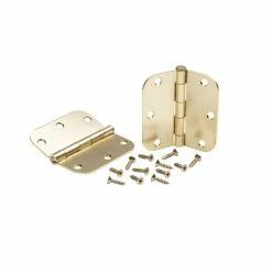 Global Door Controls 3.5 in. x 3.5 in. Satin Brass Plain Bearing Steel Hinge with 5/8 in. Radius (Set of 2) -Global Door Controls Shop global door controls door hinges cp3535 5 8us4 m 4f 1000
