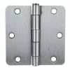 Global Door Controls 3.5 in. x 3.5 in. Brushed Chrome Plain Bearing Steel Hinge with 1/4 in. Radius (Set of 2)