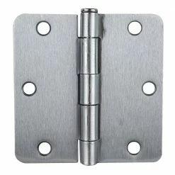 Global Door Controls 3.5 in. x 3.5 in. Brushed Chrome Plain Bearing Steel Hinge with 1/4 in. Radius (Set of 2)