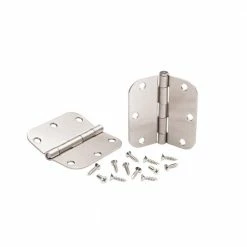 Global Door Controls 3.5 in. x 3.5 in. Satin Nickel Plain Bearing Steel Hinge with 5/8 in. Radius (Set of 2) -Global Door Controls Shop global door controls door hinges cp3535 r us15 m 1f 1000