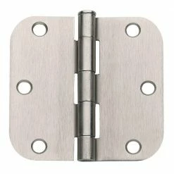 Global Door Controls 3.5 in. x 3.5 in. Satin Nickel Plain Bearing Steel Hinge with 5/8 in. Radius (Set of 2)