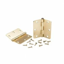 Global Door Controls 3.5 in. x 3.5 in. Satin Brass Plain Bearing Steel Hinge with 1/4 in. Radius (Set of 2) -Global Door Controls Shop global door controls door hinges cp3535 r us4 m 1f 1000