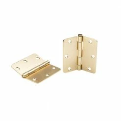 Global Door Controls 3.5 in. x 3.5 in. Satin Brass Plain Bearing Steel Hinge with 1/4 in. Radius (Set of 2) -Global Door Controls Shop global door controls door hinges cp3535 r us4 m 4f 1000