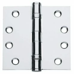 Global Door Controls 4.5 in. x 4.5 in. Bright Chrome Ball Bearing Hinge (Set of 3)