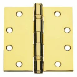 Global Door Controls 4.5 in. x 4.5 in. Bright Brass Ball Bearing Hinge (Set of 3)