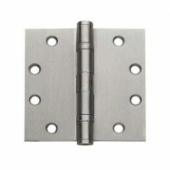 Global Door Controls 4.5 in. x 4.5 in. Brushed Chrome Ball Bearing Non-Removable Pin Steel Hinge (Set of 3)
