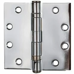 Global Door Controls 4.5 in. x 4.5 in. Bright Chrome Ball Bearing Non-Removable Pin Steel Hinge (Set of 3)