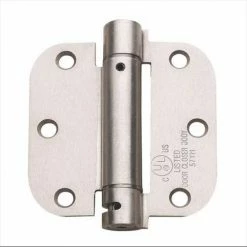 Global Door Controls 3.5 in. x 3.5 in. Satin Nickel Steel Spring Hinge with 5/8 in. Radius (Set of 2)