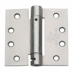 Global Door Controls 4 in. x 4 in. Satin Nickel Steel Spring Hinge (Set of 3)