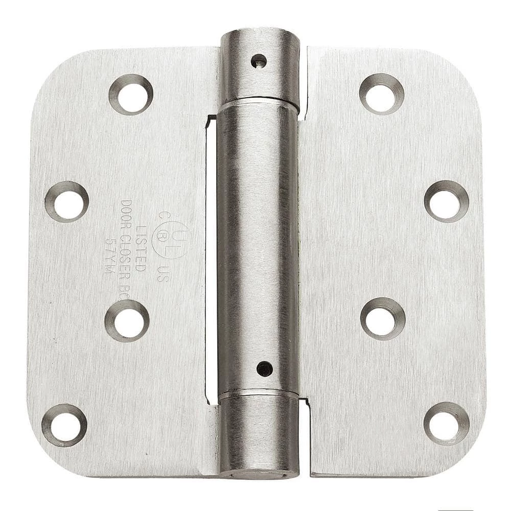 Global Door Controls 4.0 in. x 4.0 in. Satin Nickel Steel Spring Hinge with 5/8 in. Radius 3 Global Door Controls 4.0 in. x 4.0 in. Satin Nickel Steel Spring Hinge with 5/8 in. Radius