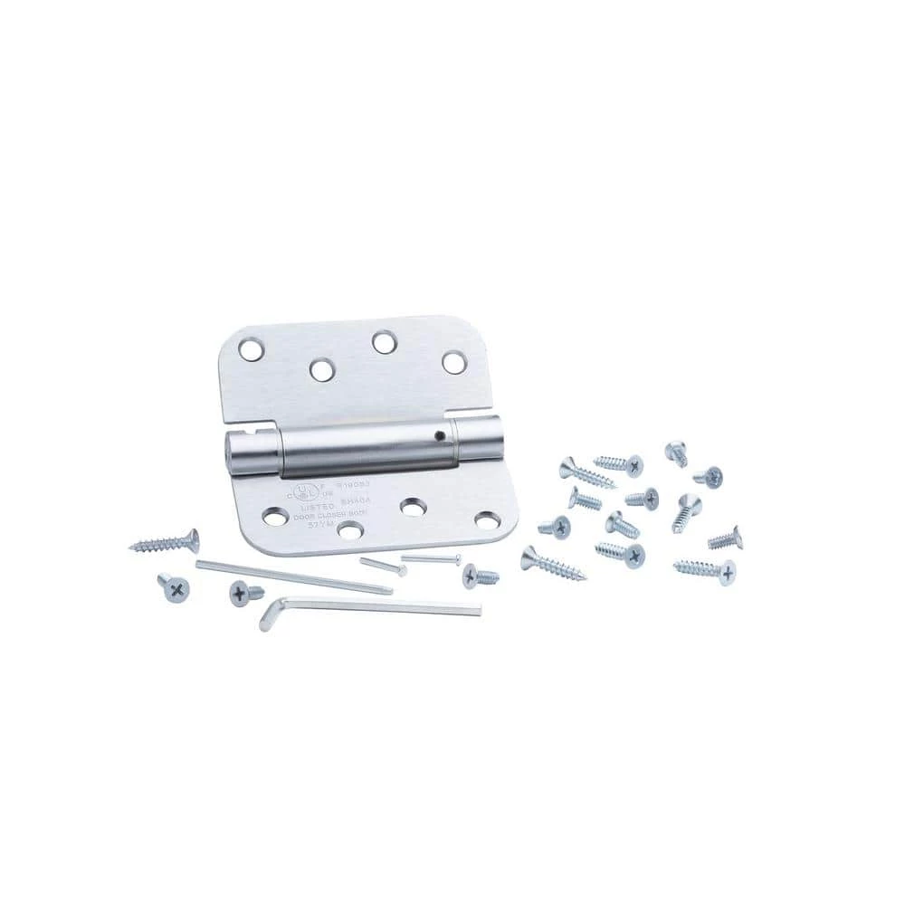 Global Door Controls 4.0 in. x 4.0 in. Satin Nickel Steel Spring Hinge with 5/8 in. Radius 4 Global Door Controls 4.0 in. x 4.0 in. Satin Nickel Steel Spring Hinge with 5/8 in. Radius - Image 2