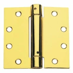 Global Door Controls 4.5 in. x 4.5 in. Bright Brass Steel Spring Hinge (Set of 3)