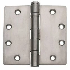 Global Door Controls 4.5 in. x 4 in. Ball Bearing Non-Removable Pin Stainless Steel Hinge with 5/32 in. Radius (Set of 3)