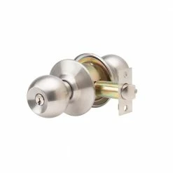 Global Door Controls GLC Series Brushed Chrome Grade 3 Commercial/Residential Storeroom Door Knob with Lock