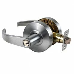 Global Door Controls Pisa Series Standard Duty Brushed Chrome Commercial Cylindrical Storeroom Door Handle with Lock and Clutch Function