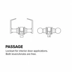 Global Door Controls Eiffel Series Standard Duty Brushed Chrome Commercial Cylindrical Passage Hall/Closet Door Handle with Clutch Function -Global Door Controls Shop global door controls passage door handles gal 1110l r 626 76 1000