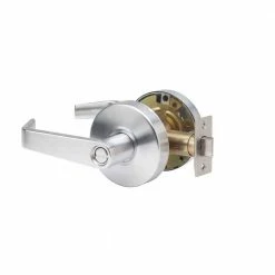 Global Door Controls Eiffel Series Standard Duty Brushed Chrome Commercial Cylindrical Privacy Bed/Bath Door Handle with Lock and Clutch