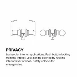 Global Door Controls Eiffel Series Standard Duty Brushed Chrome Commercial Cylindrical Privacy Bed/Bath Door Handle with Lock and Clutch -Global Door Controls Shop global door controls privacy door handles gal 1140l r 626 fa 1000