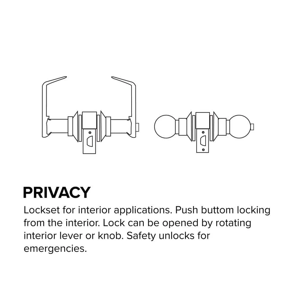 Global Door Controls Pisa Series Standard Duty Brushed Chrome Commercial Cylindrical Privacy Bed/Bath Door Handle with Lock and Clutch 5 Global Door Controls Pisa Series Standard Duty Brushed Chrome Commercial Cylindrical Privacy Bed/Bath Door Handle with Lock and Clutch - Image 3
