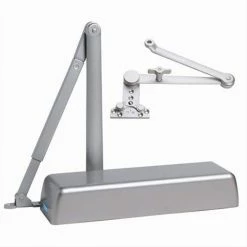 Global Door Controls Heavy Duty ADA Commercial Door Closer with Hold Open Cush-N-Stop Arm in Aluminum - Sizes 1-6