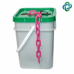 Mr. Chain 1.5 in. (#6,38 mm) x 300 ft. Safety Pink Plastic Barrier Chain in a Pail